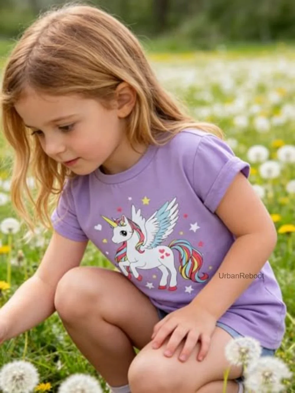 Toddler Girls Cotton Blend Graphic Tee, Short Sleeve Crew Neck, 2-8 Years
